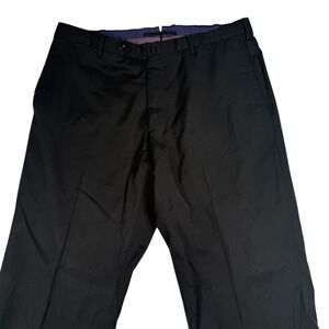 Incotex Dress Pants Mens 38 Black Super 100s Wool Classic Fit Pattern B Luxury